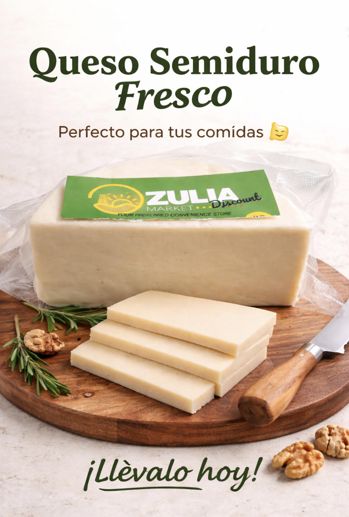Queso Semiduro tipo Zuliano, Venezolano x 1 lb 8oz